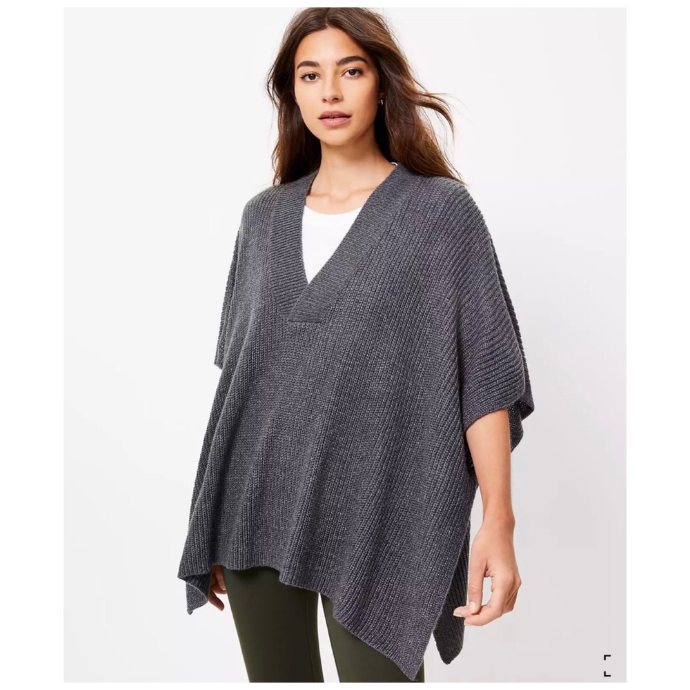 LOFT V-Neck Poncho - Picture 1 of 3
